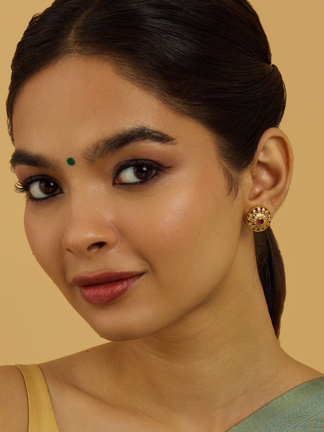 

Kushal's Fashion Jewellery 92.5 Sterling Silver Contemporary Studs Earrings, Red