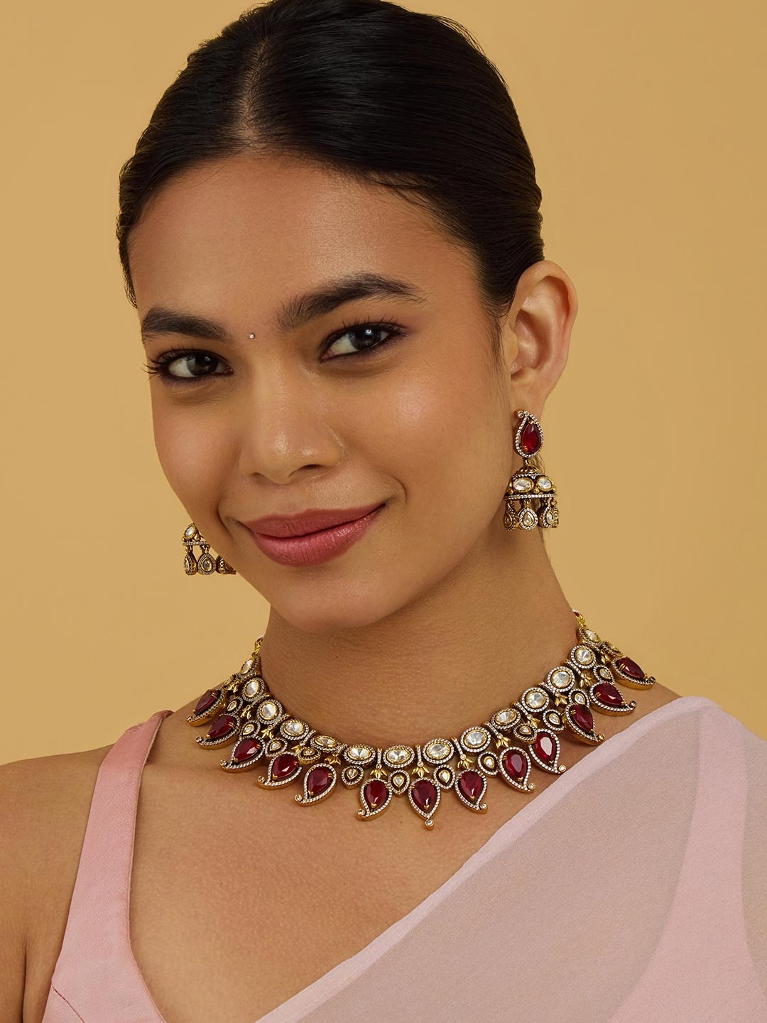 

Kushal's Fashion Jewellery Kundan-Studded Jewellery Set, Gold