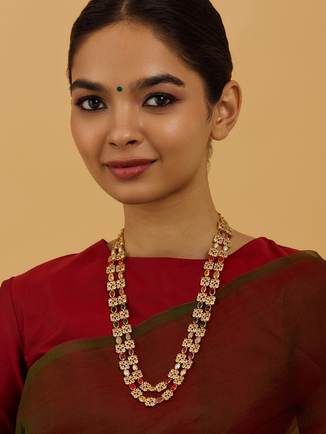 

Kushal's Fashion Jewellery Sterling Silver Gold-Plated Temple Necklace