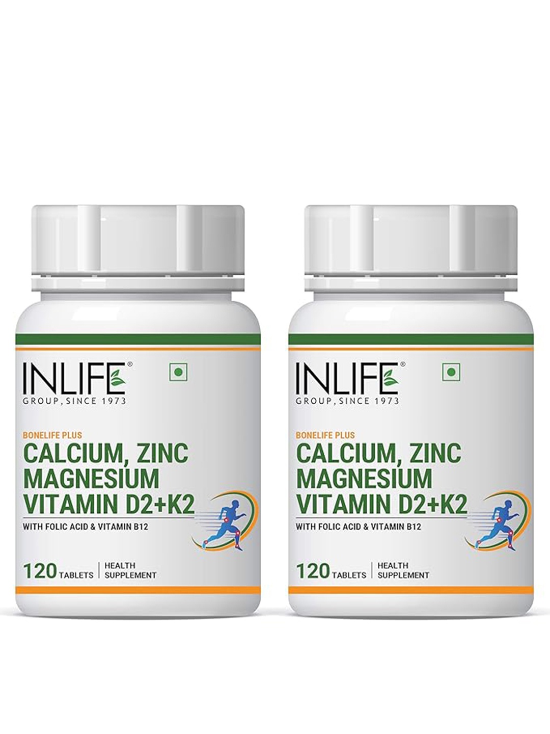 

INLIFE Set Of 2 Calcium Magnesium Zinc Vitamin D Supplement - 120 Tablets Each, White