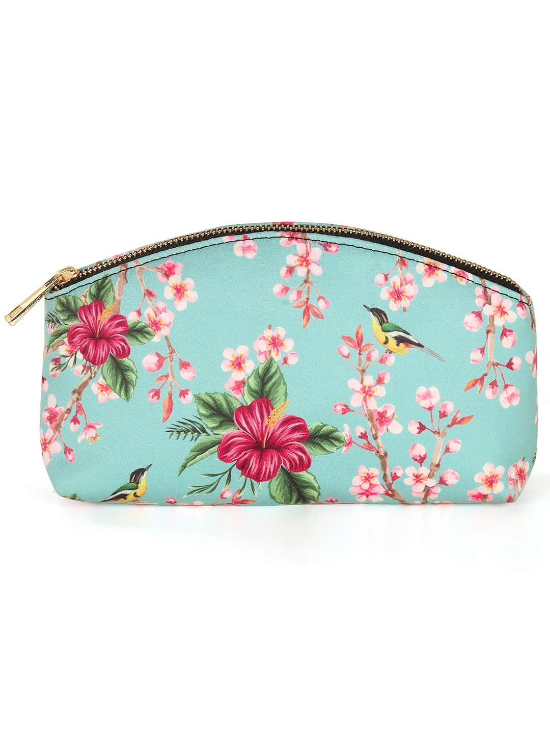 

India Circus by Krsnaa Mehta Unisex Floral Printed Pouch Travel Accessory, Sea green