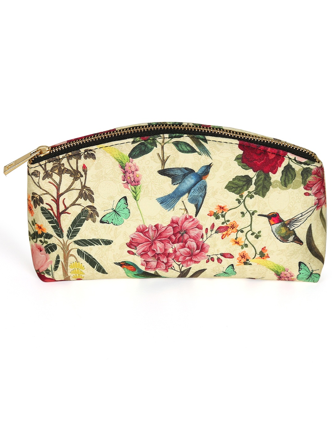 

India Circus by Krsnaa Mehta Unisex Floral Printed Pouch Travel Accessory, Yellow