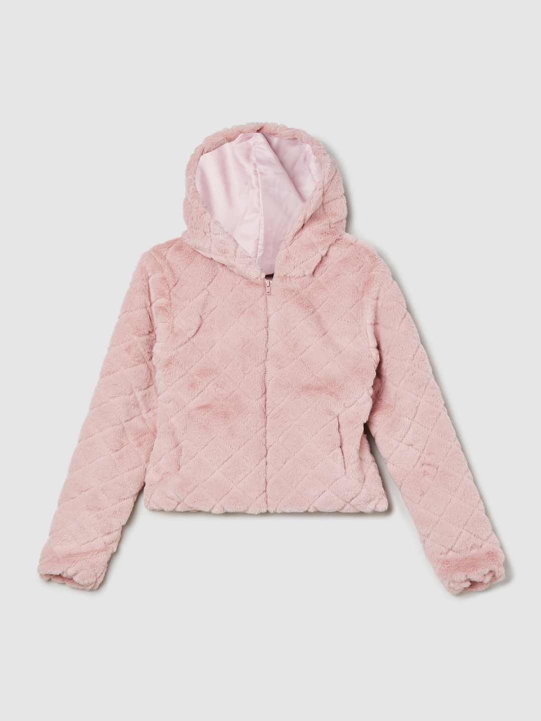 

max Girls Hooded Solid Cotton Casual Parka Jacket, Pink