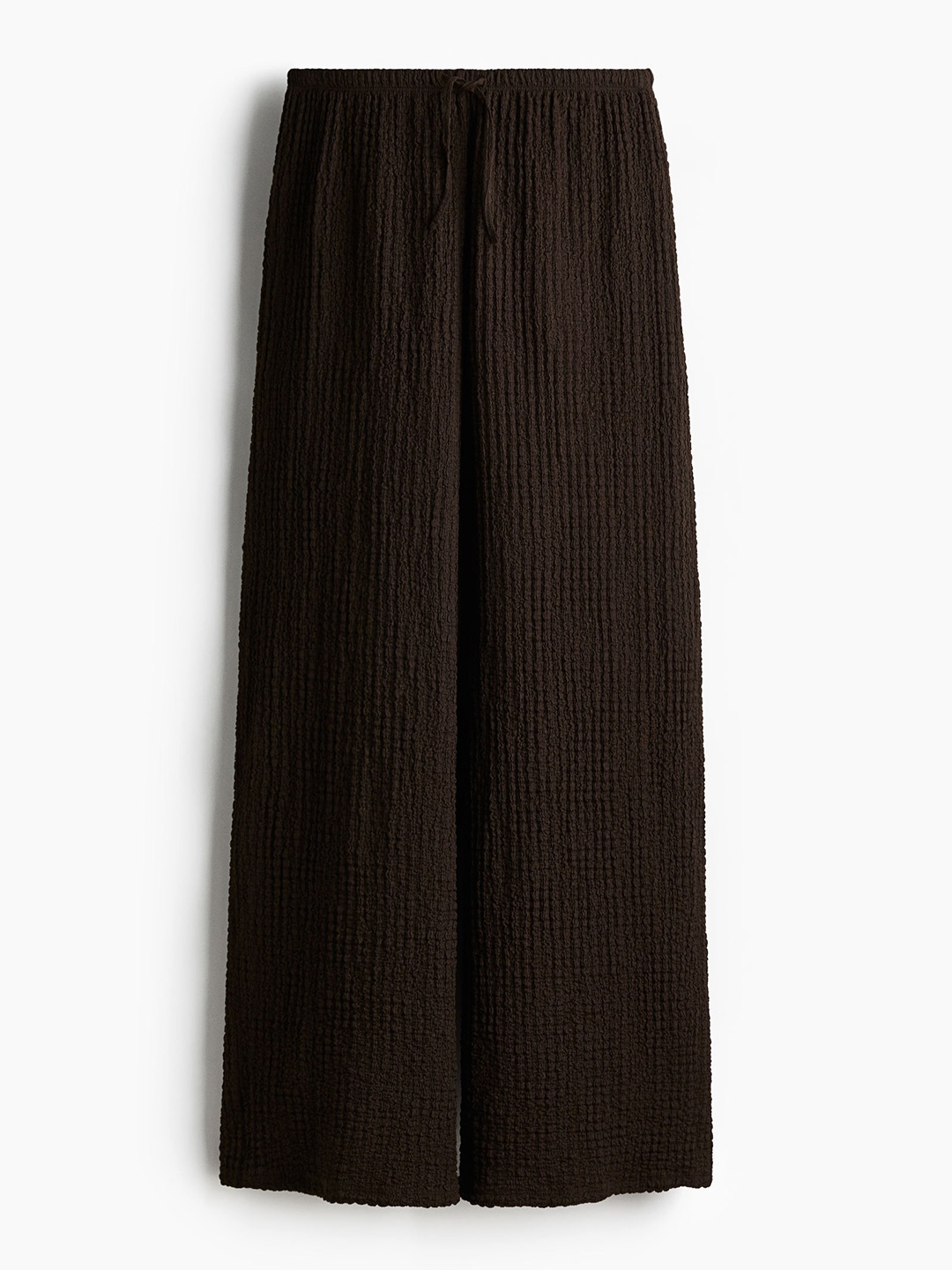 

H&M Women Crinkled Drawstring Trousers, Brown