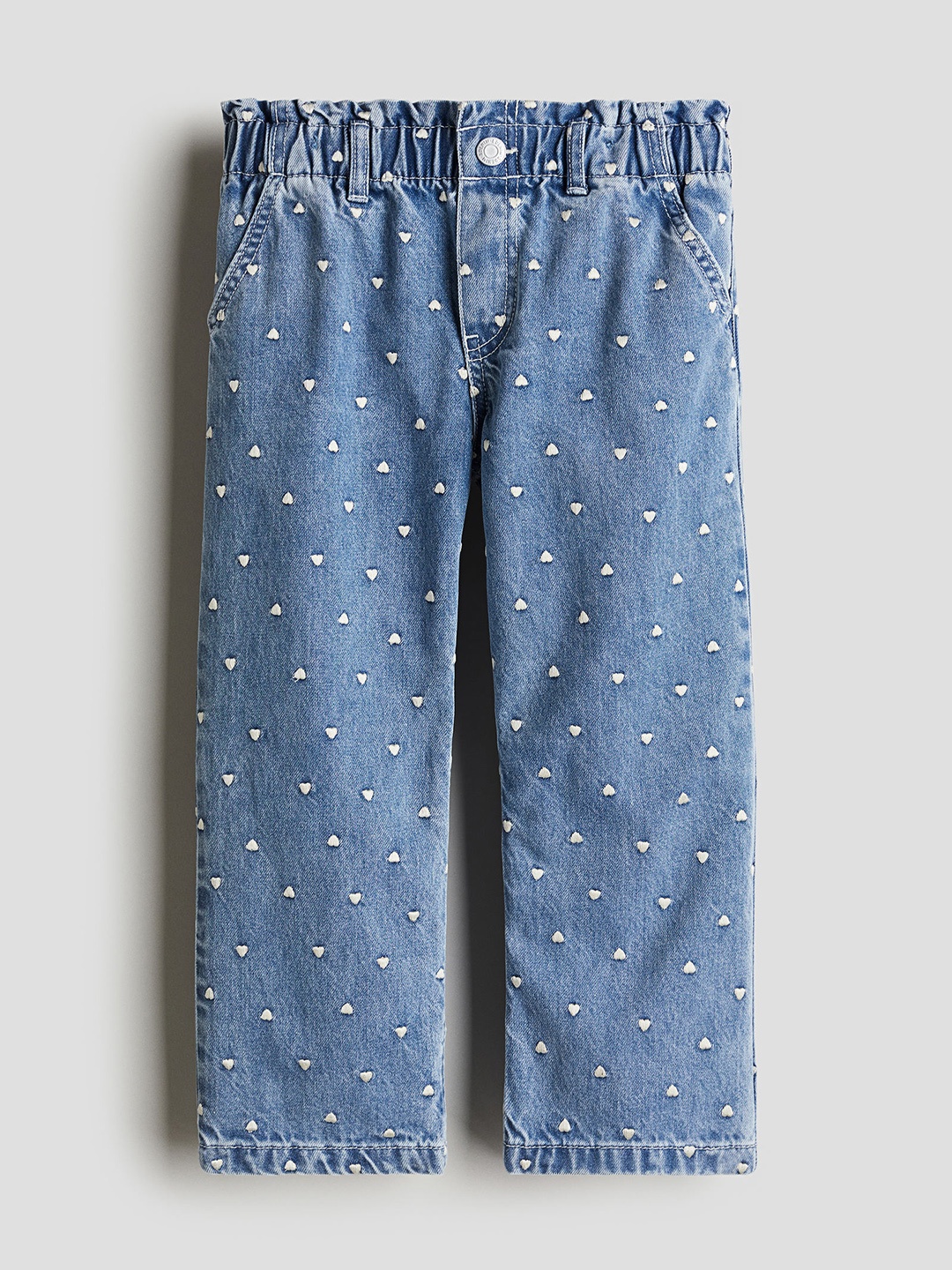 

H&M Girls Patterned Wide Leg Jeans, Blue