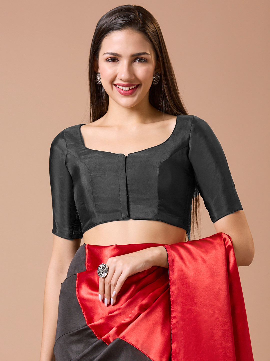 

SALWAR STUDIO Padded Readymade Blouse with a Comfortable Fit, Black