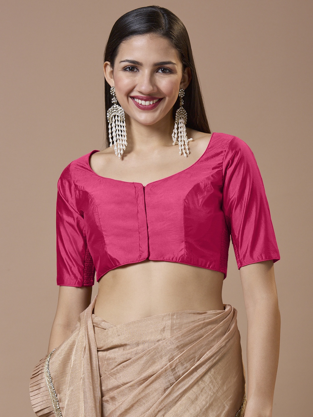 

SALWAR STUDIO Padded Readymade Blouse with a Comfortable Fit, Pink