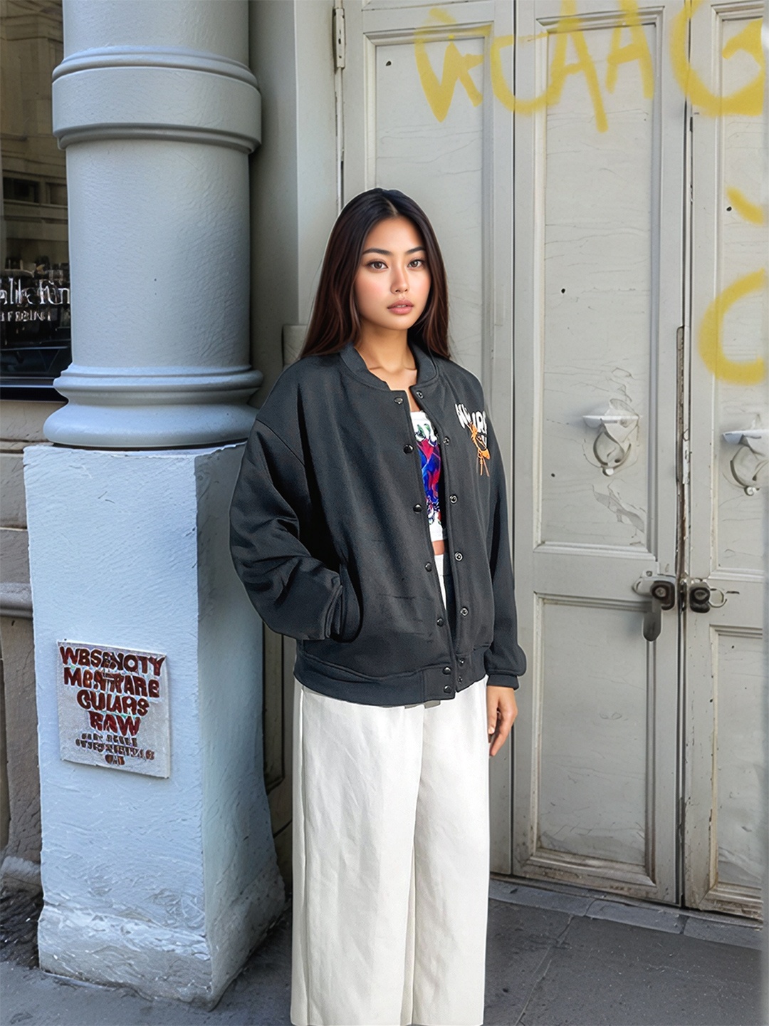 

Stylecast X Hersheinbox Typography Printed Tailored Jacket, Grey