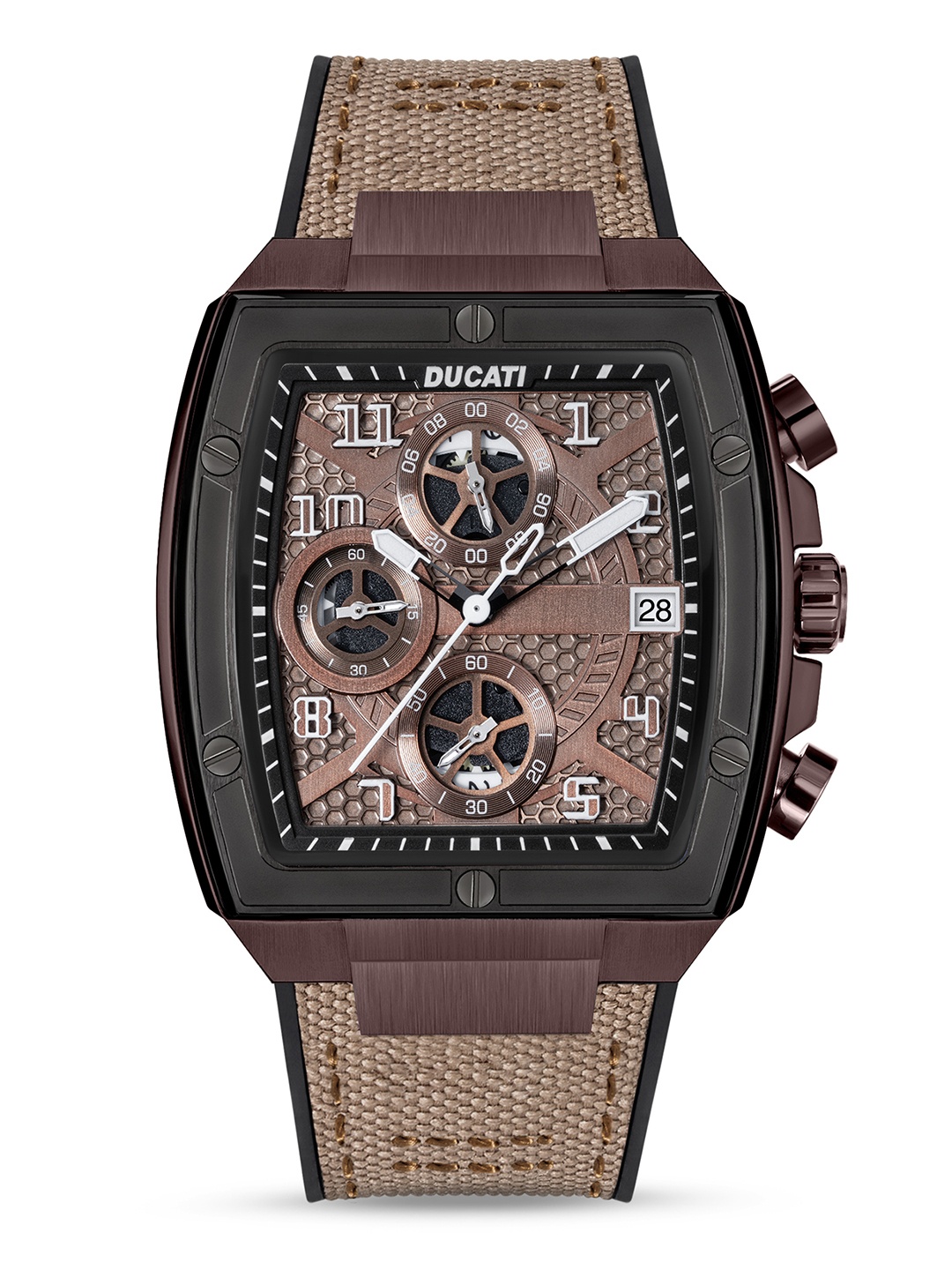 

Ducati Men Dial & Leather Bracelet Style Straps Analogue Watch DTWGO0001501, Coffee brown