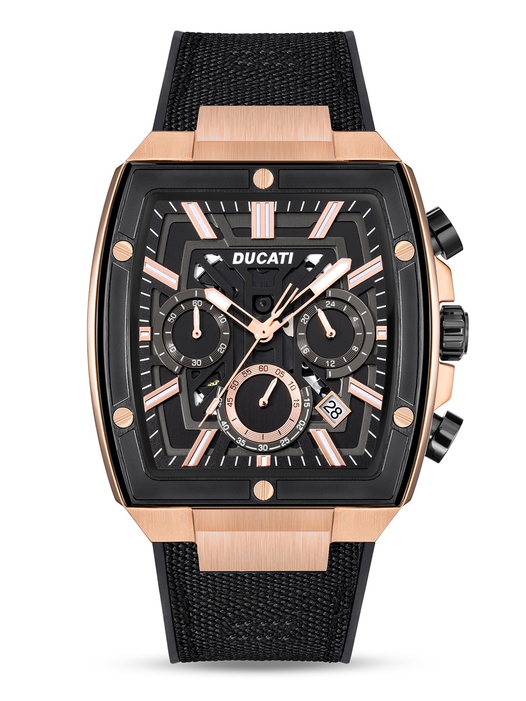 

Ducati Men Dial & Leather Bracelet Style Straps Analogue Watch DTWGO0001004, Black