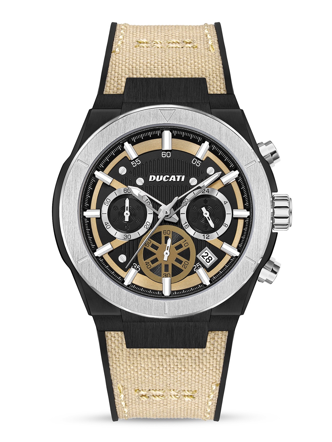 

Ducati Men Skeleton Dial & Leather Textured Straps Analogue Watch DTWGO0000904, Beige