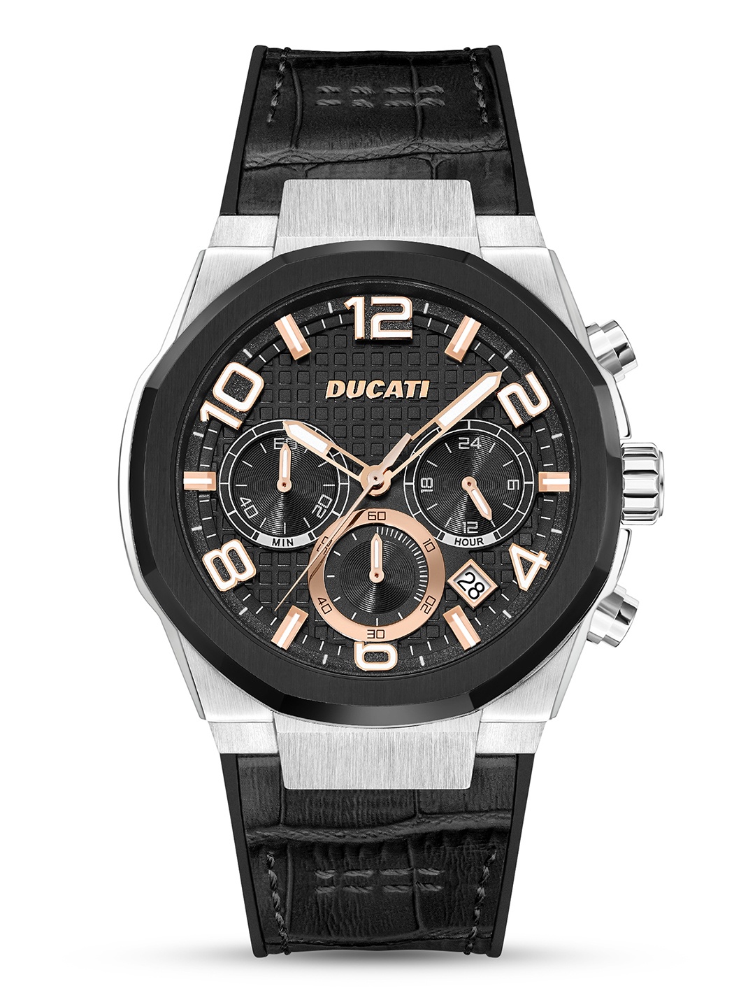 

Ducati Men Dial & Leather Bracelet Style Straps Analogue Watch DTWGC0001102, Black