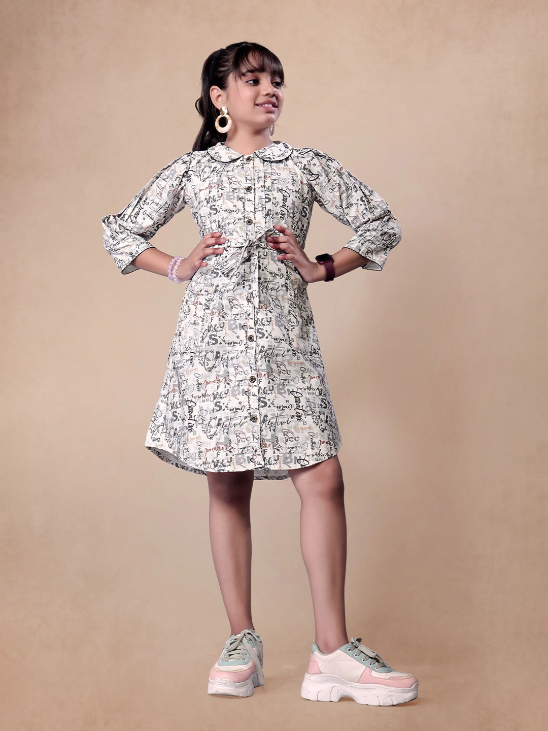 

Fabangel Print Fit & Flare Dress, Cream