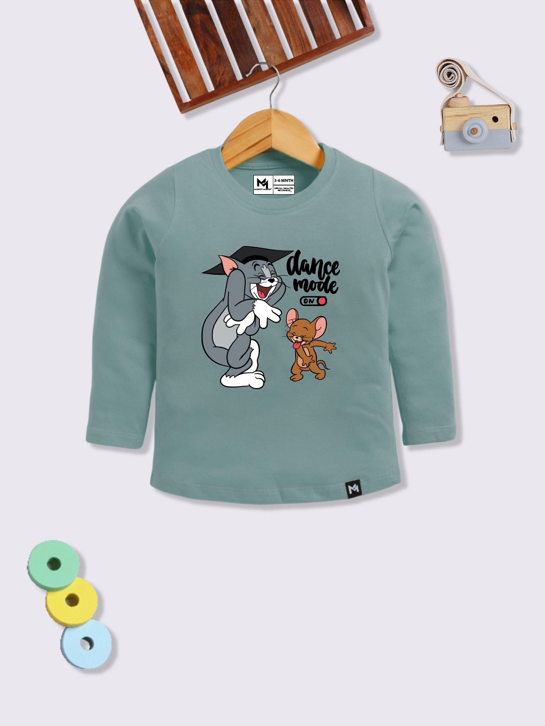 

YK X Minute Mirth Girls Tom & Jerry Printed Pure Cotton T-shirt, Teal