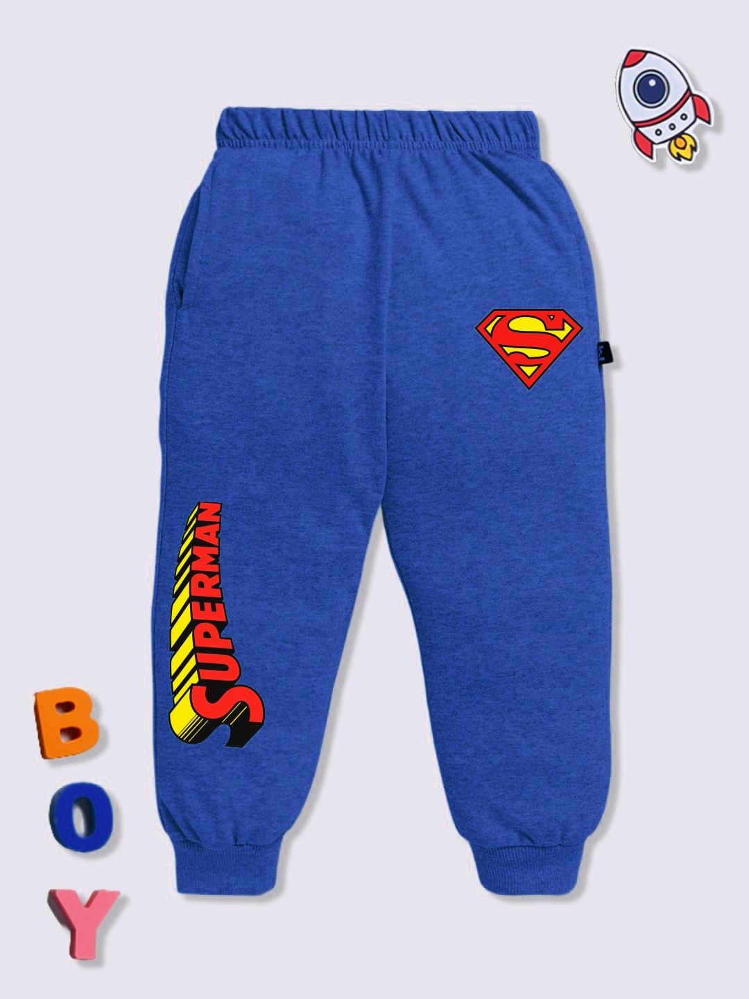 

YK X Minute Mirth Boys Graphic Printed Joggers, Blue