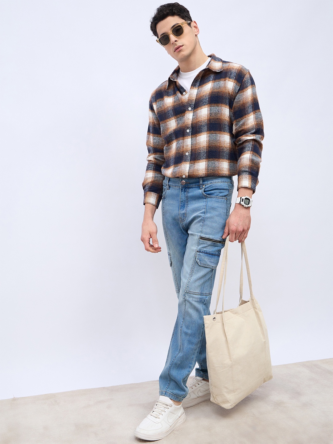 

Styli Men Campfire Brushed Flannel Checkered Oversized Fit Shirt, Multi
