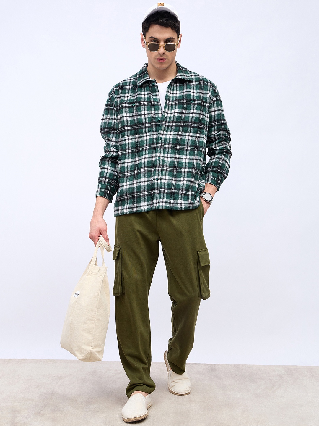 

Styli Men Lumberjack Brushed Flannel Checkered Relaxed Fit Shirt, Blue