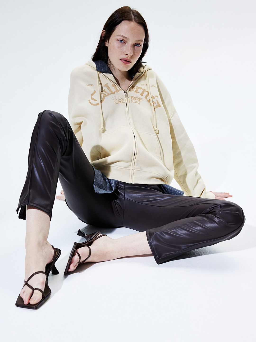 

H&M Oversized Zip-Through Hoodie, Beige