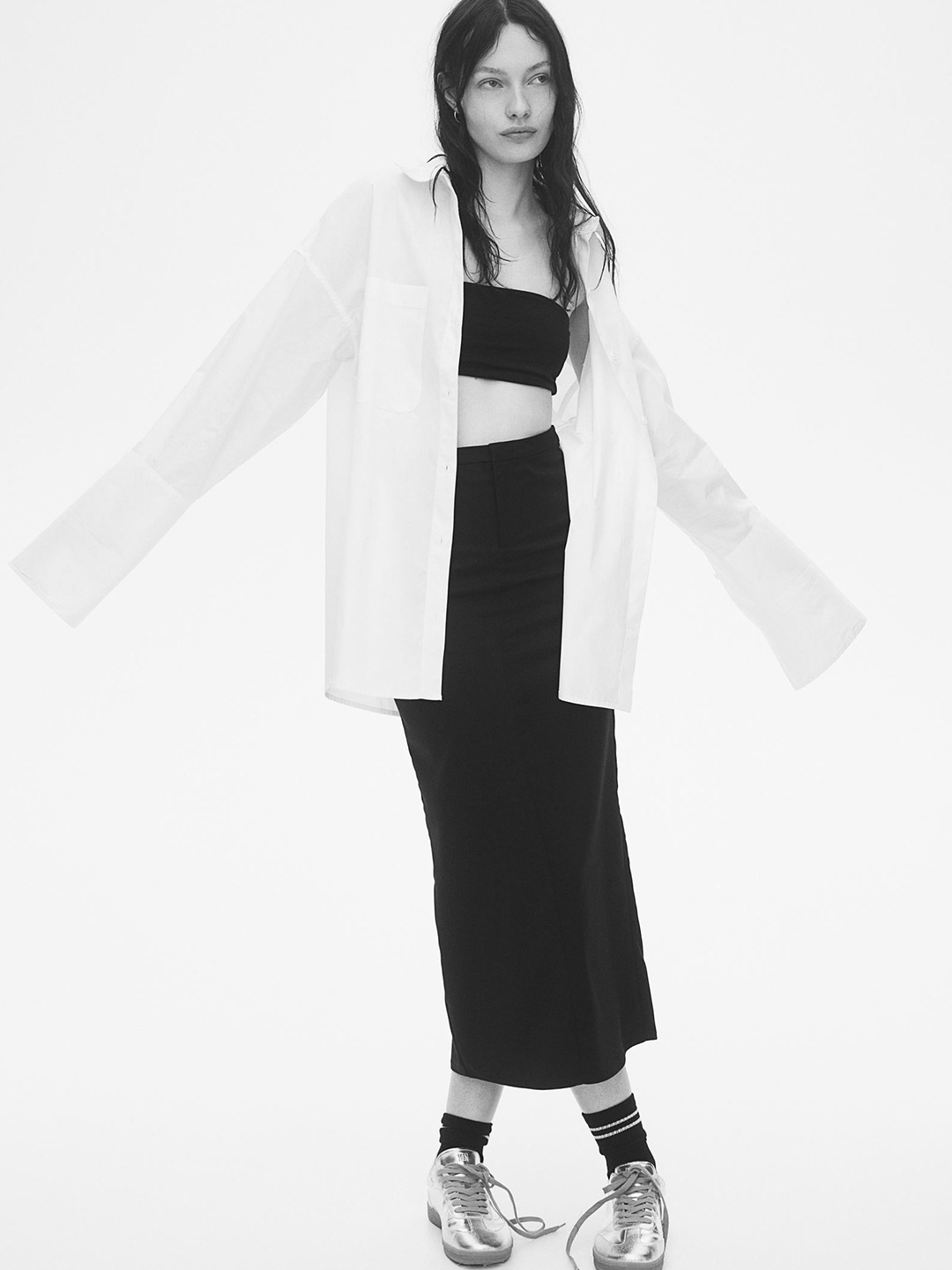 

H&M Oversized Poplin Shirt, White