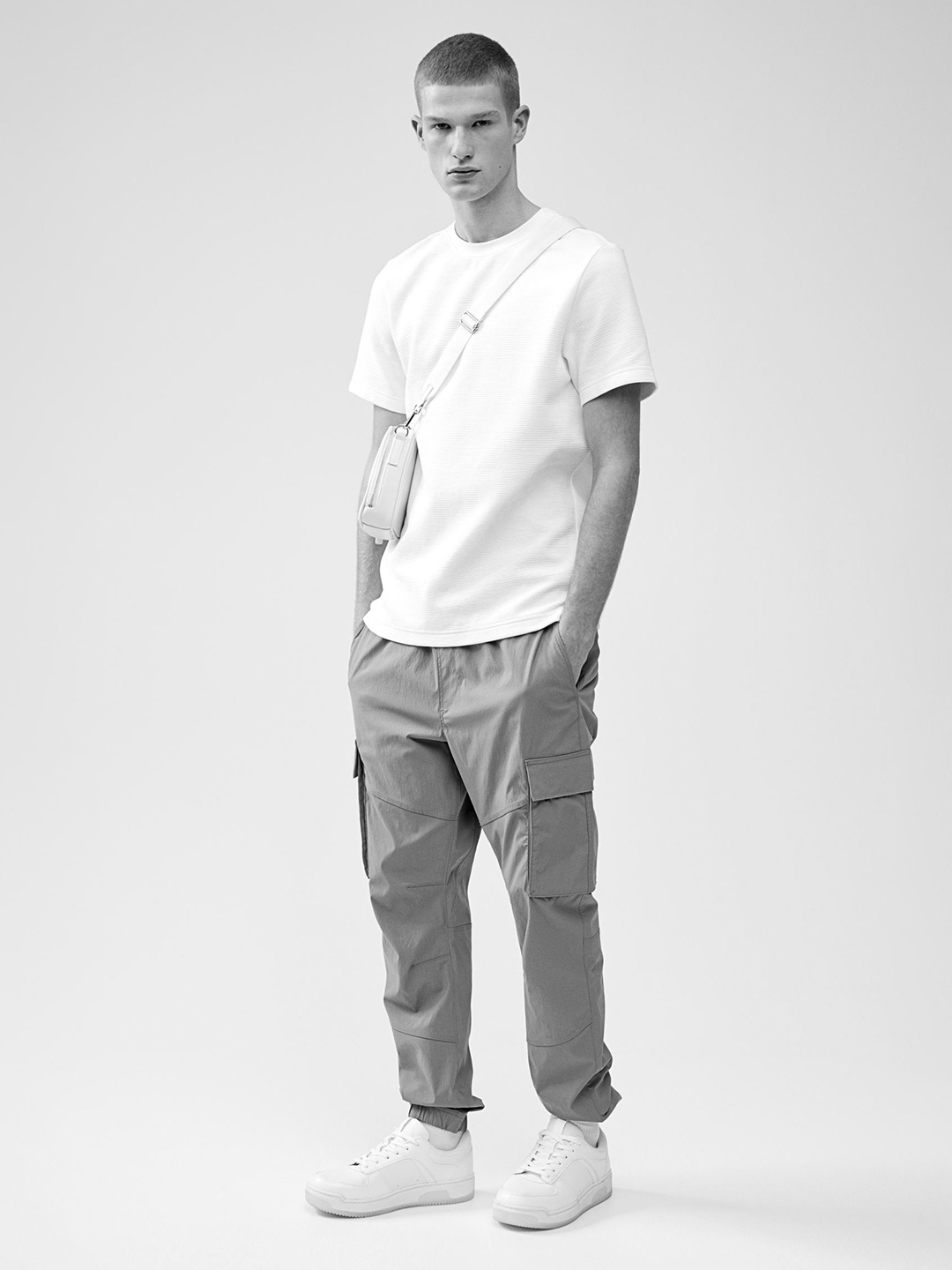 

H&M Regular Fit Ribbed T-Shirt, White