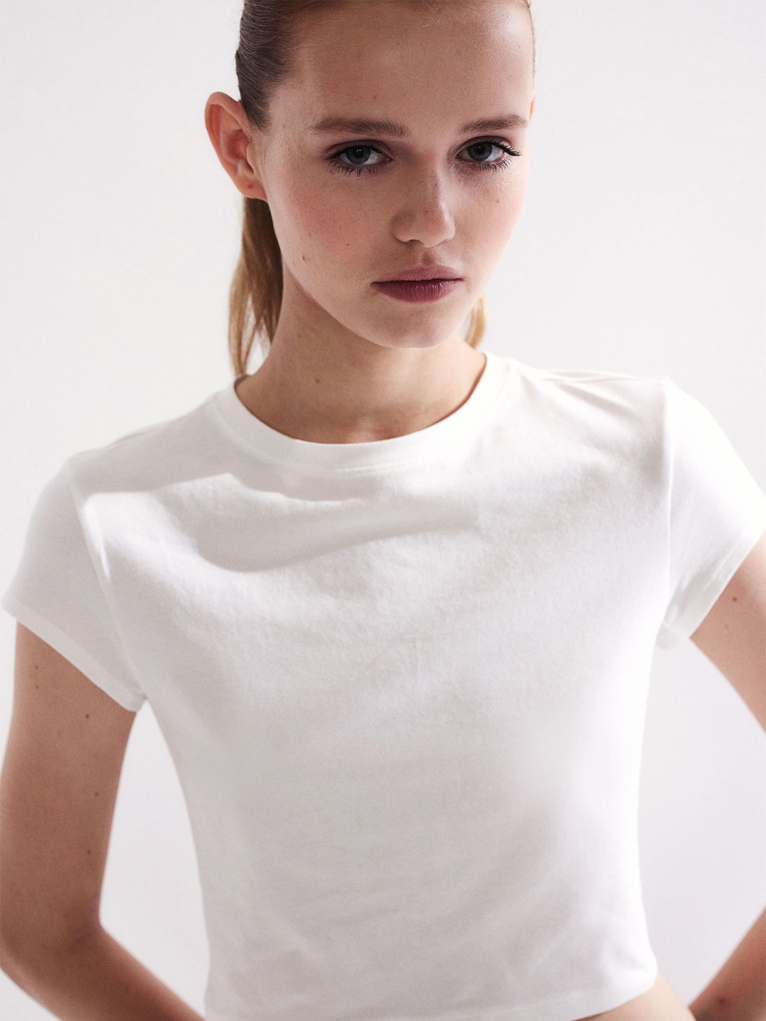 

H&M Cropped Cotton Top, White