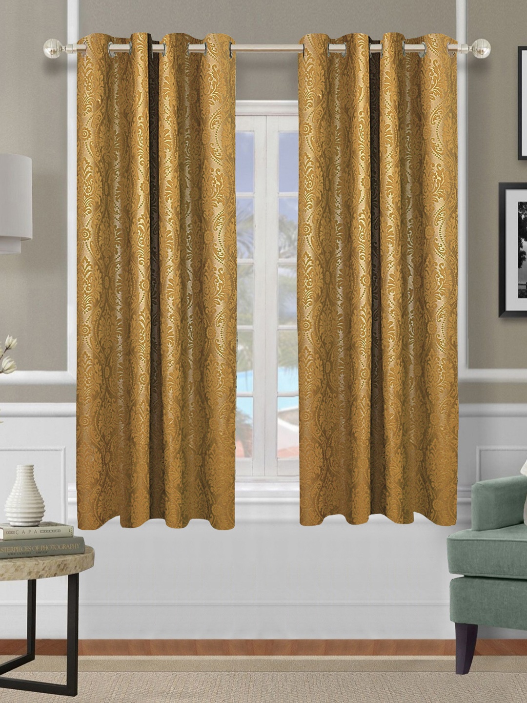 

Cortina Brown 2 Pieces Ethnic Motifs Printed Window Curtains