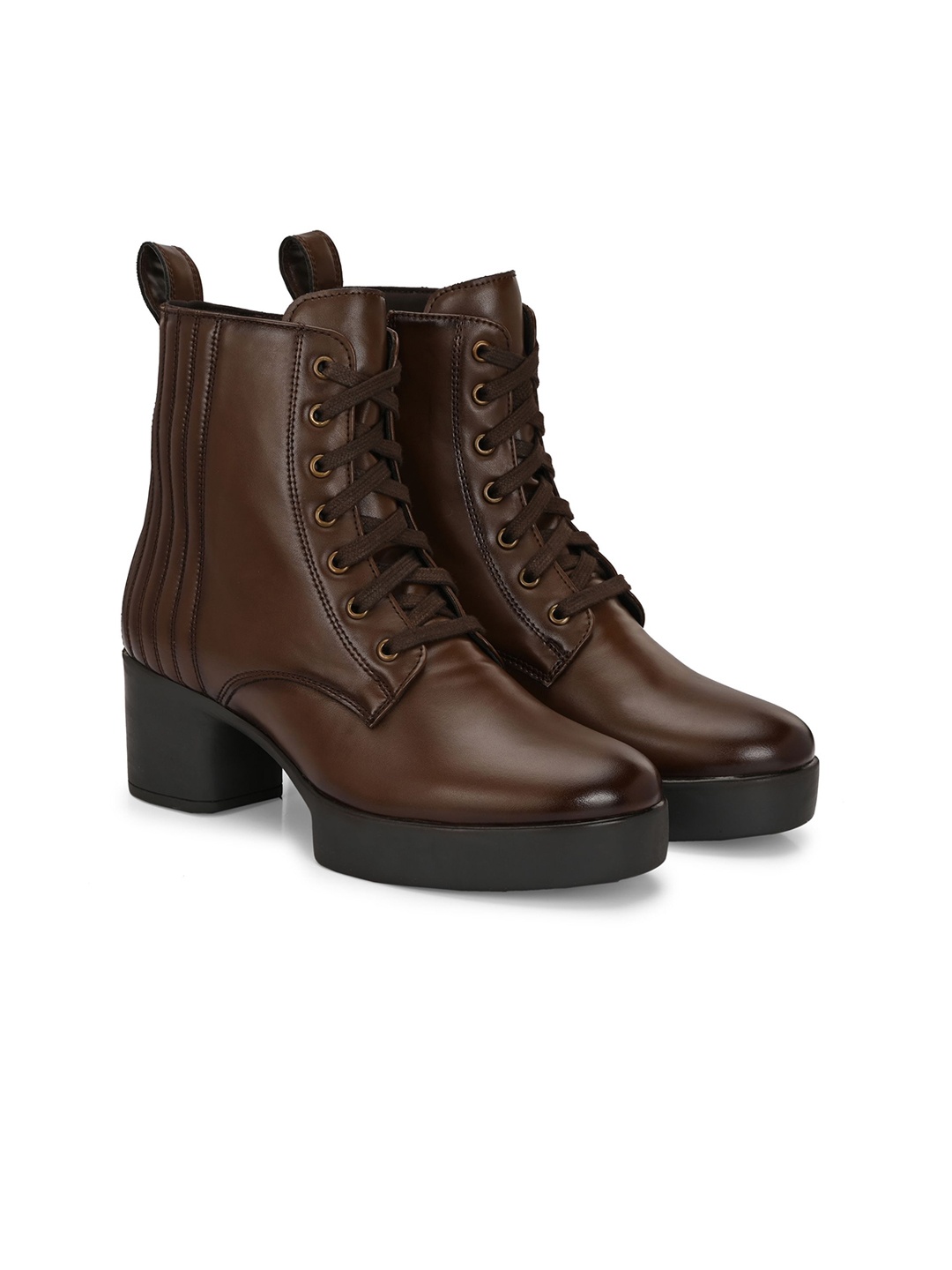 

Delize Women Mid-Top Block-Heeled Derby Boots, Brown