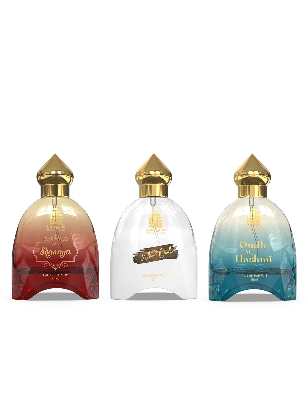 

ADILQADRI Set of 3 Eau De Parfum 50 ml Each - Shanaya + White Oudh + Oudh Al Hashmi, Peach