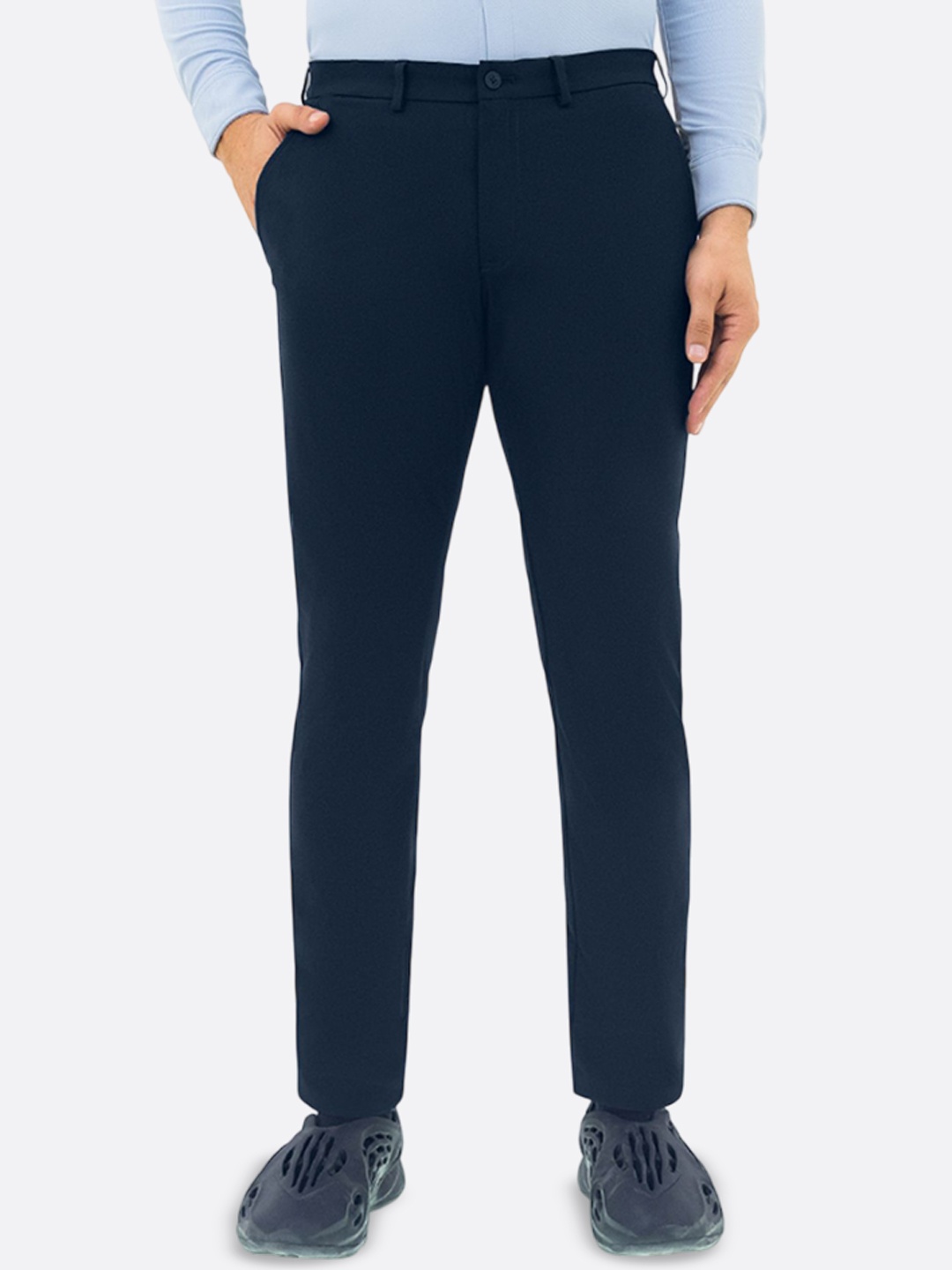 

Harfun Men Mid-Rise Chinos Trousers, Navy blue
