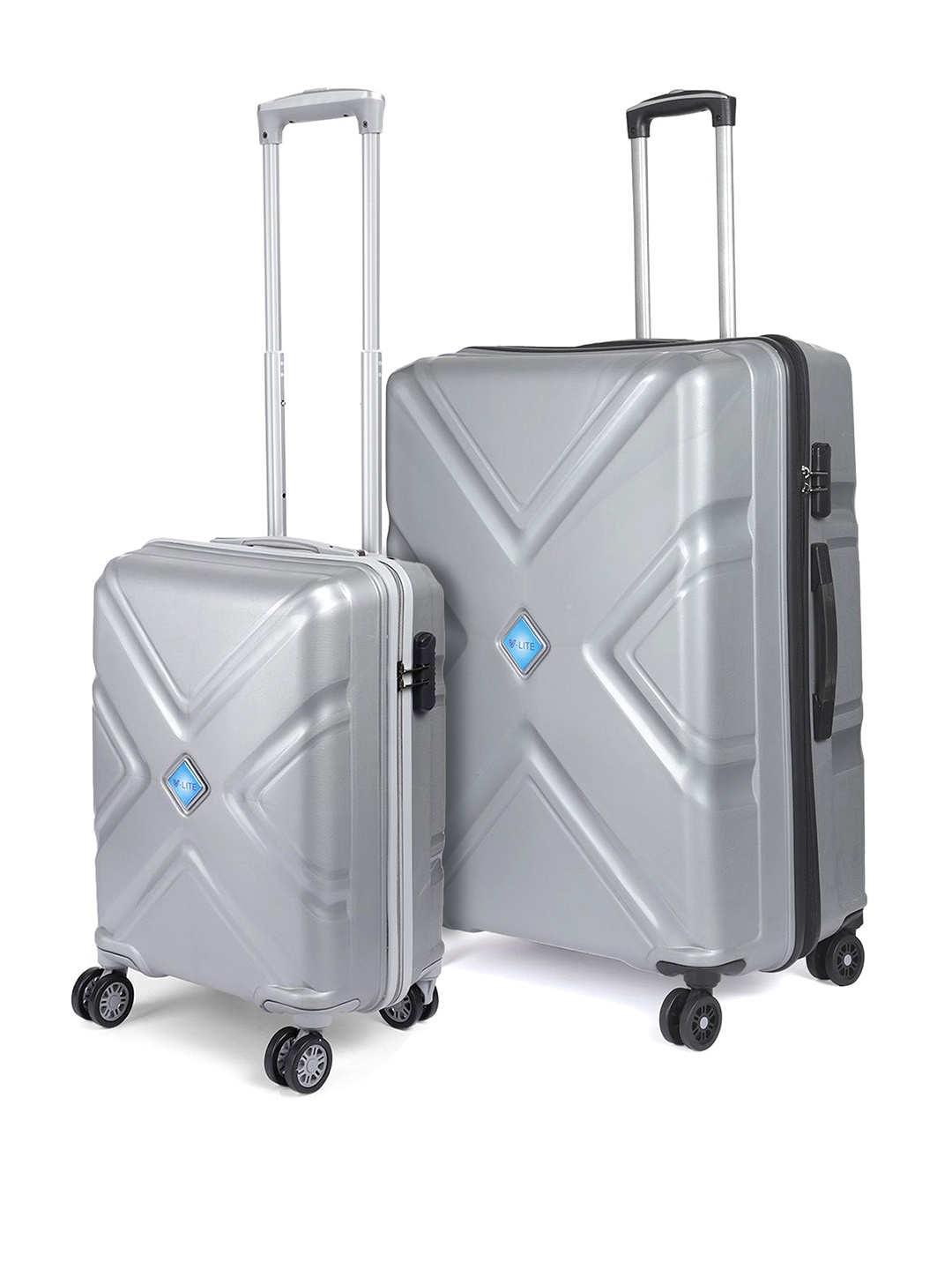 

V By Verage Set of 2 Glanza 360-Degree Rotation Hard-Sided Trolley Bags, Silver
