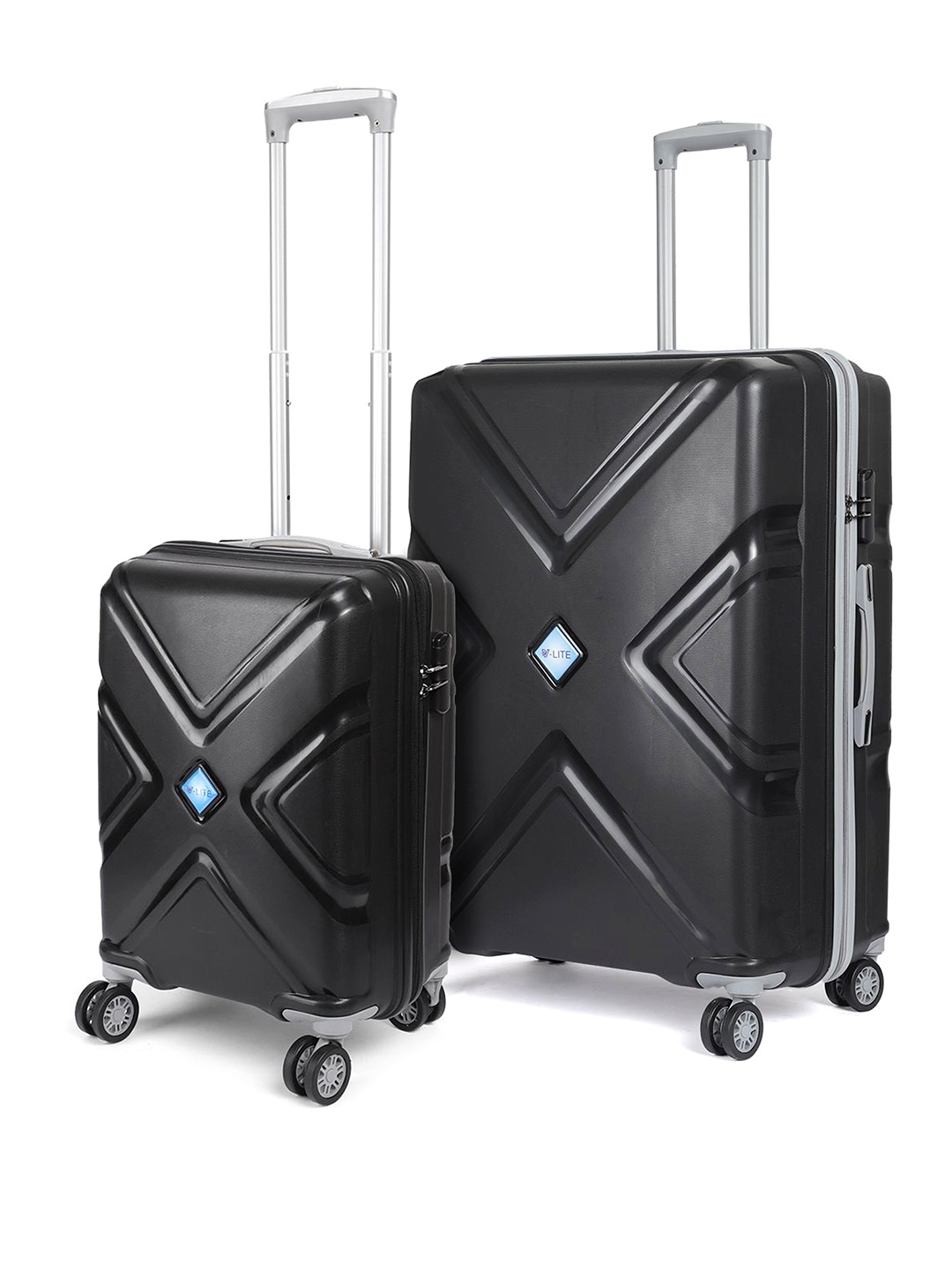 

V By Verage Set of 2 Glanza 360-Degree Rotation Hard-Sided Trolley Bags, Black