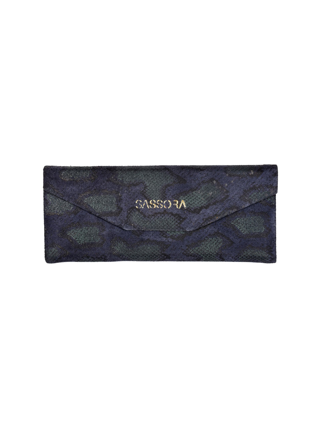 

Sassora Premium Genuine Leather Unisex Foldable Sunglass Case Travel Accessory, Navy blue