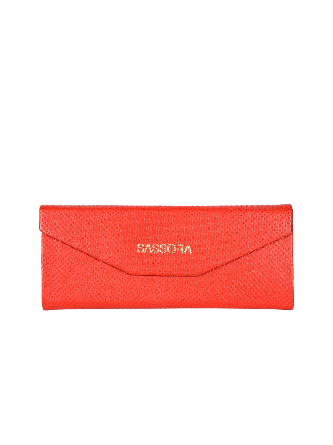 Sassora Unisex Textured Foldable Sunglass Case Travel Accessory, Red