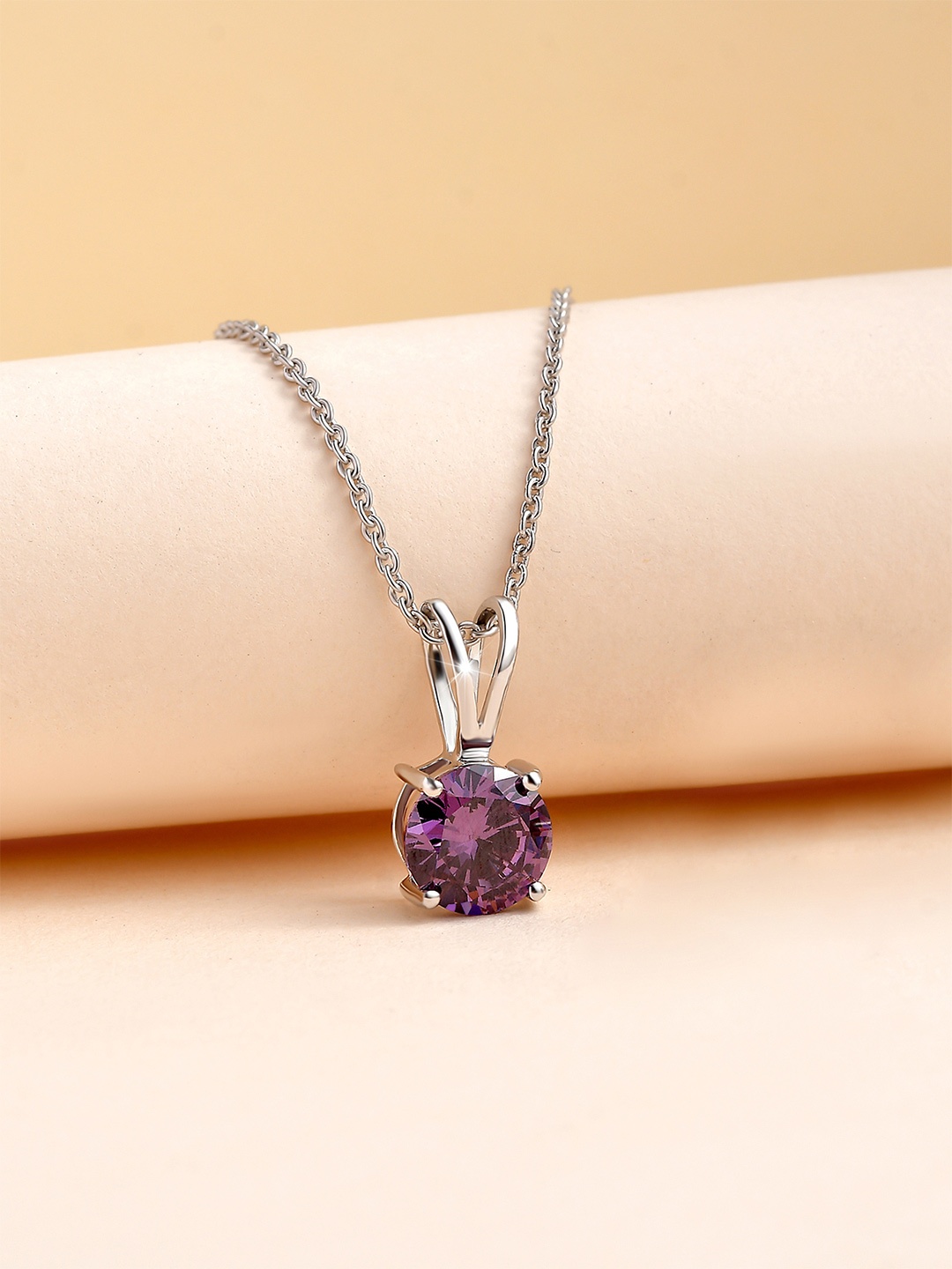 

Ornate Jewels Rhodium-Plated Circular Pendants with Chains, Silver