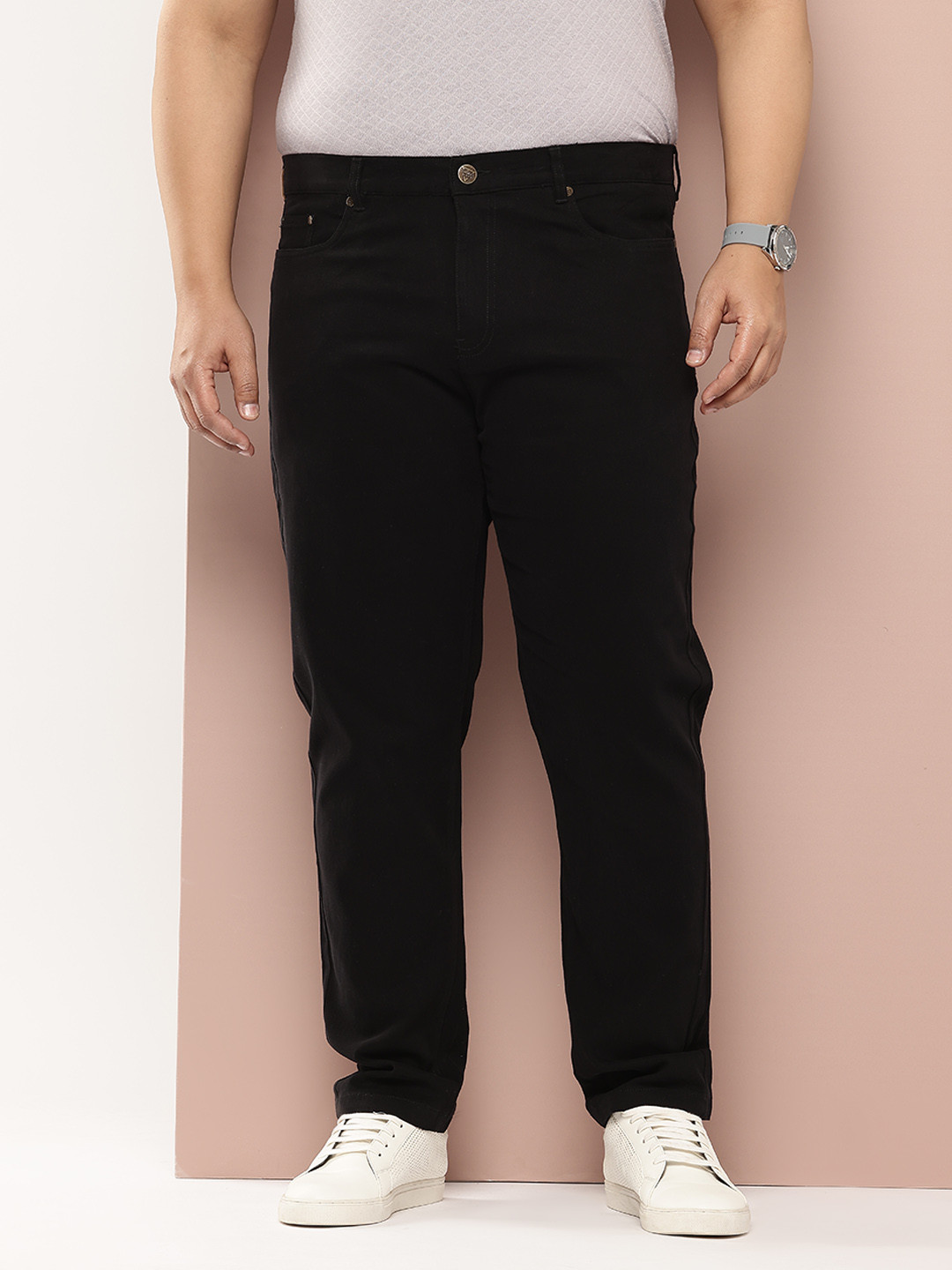 

Thomas Scott Men Plus Size Smart Easy Wash Pure Cotton Chinos Trousers, Black