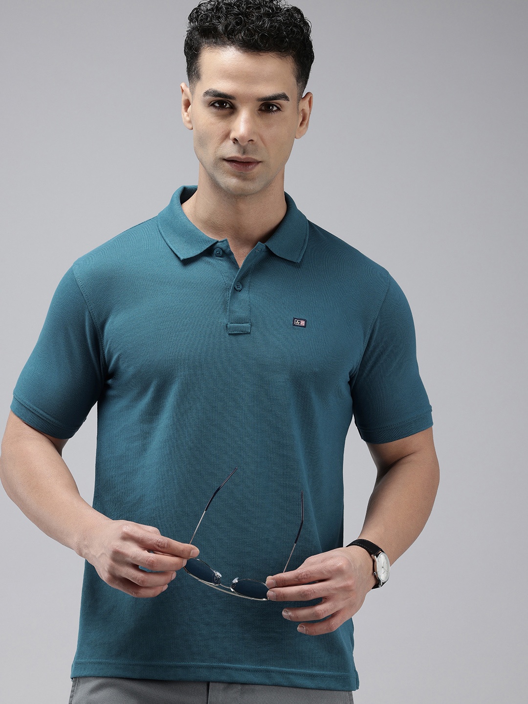 

Arrow Self-Design Polo Collar T-shirt, Blue