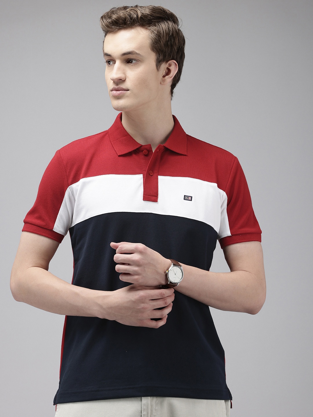 

Arrow Colourblocked Polo Collar T-shirt, Navy blue