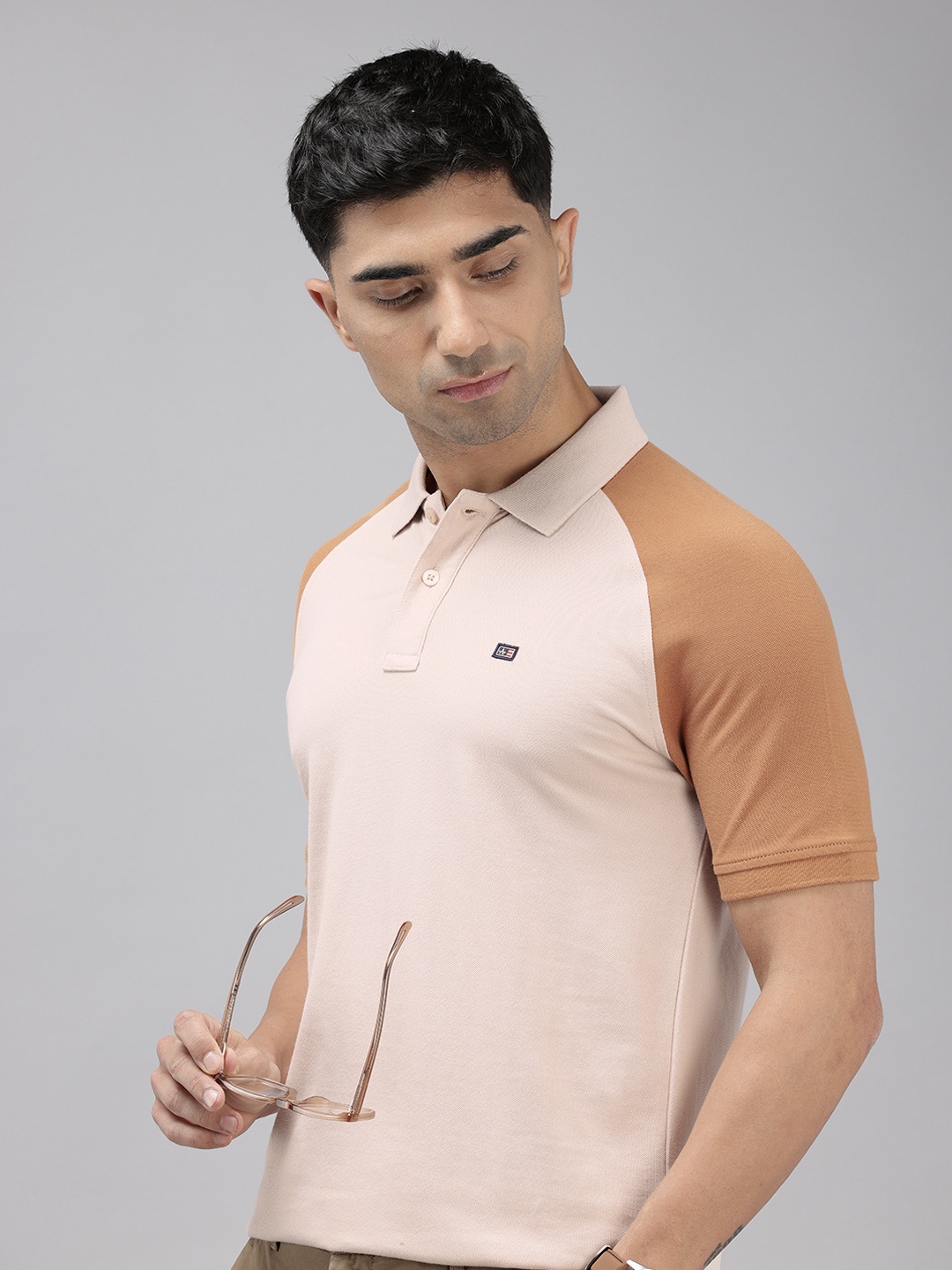 

Arrow Colourblocked Polo Collar T-shirt, Brown