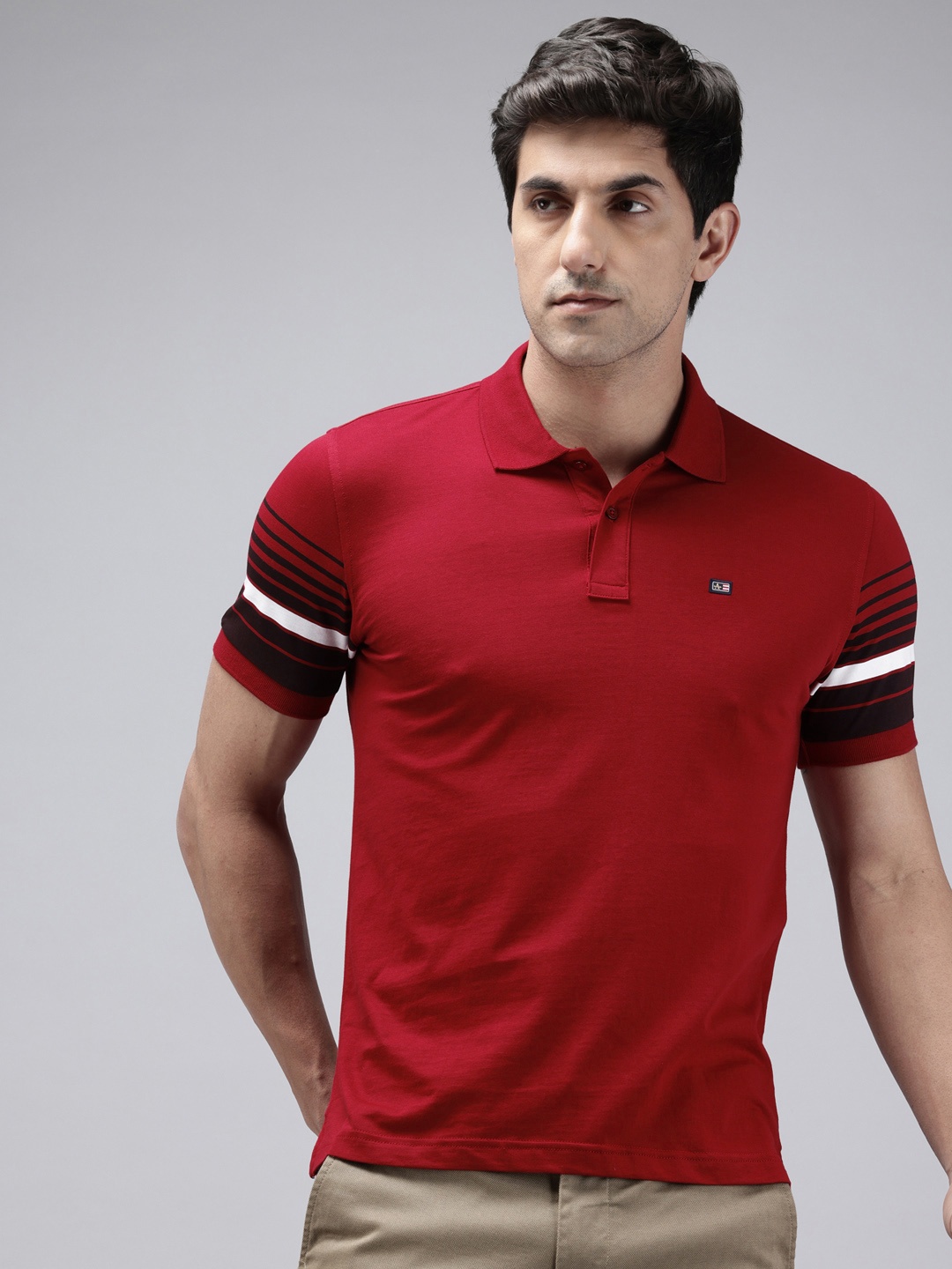 

Arrow Polo Collar Pure Cotton T-shirt, Red
