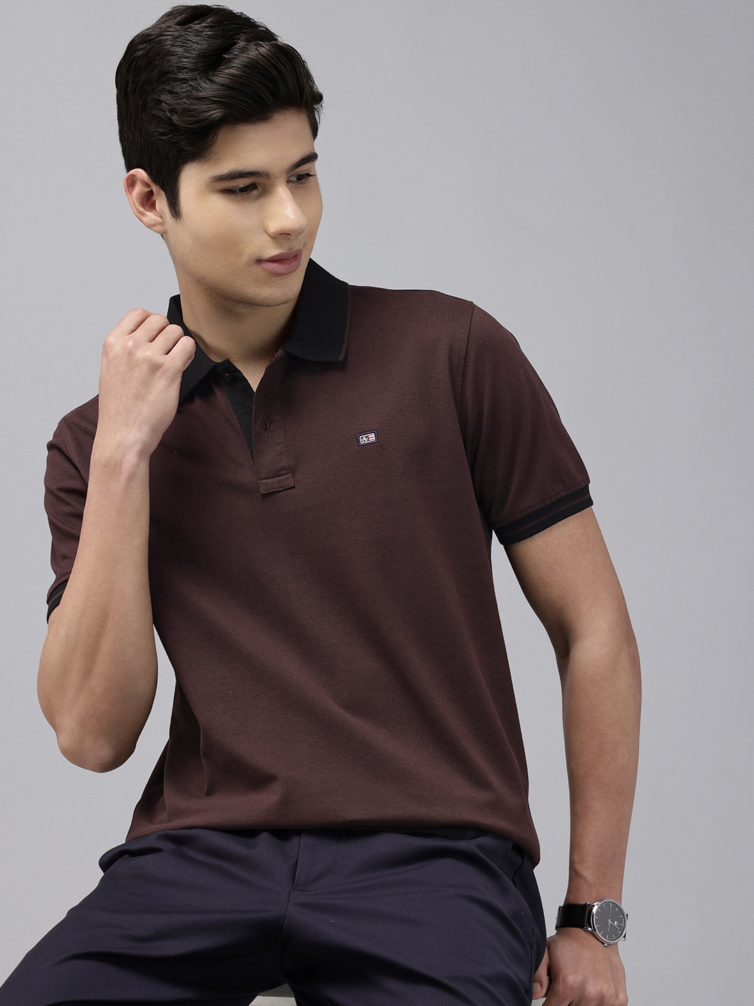 

Arrow Polo Collar T-shirt, Brown