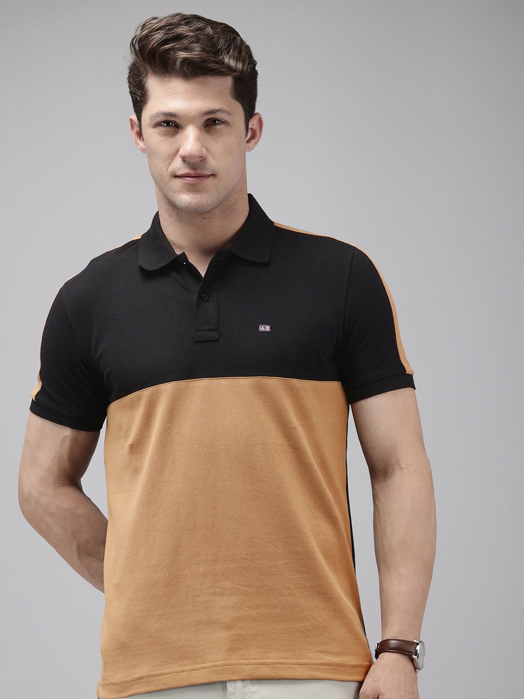 

Arrow Colourblocked Polo Collar T-shirt, Rust