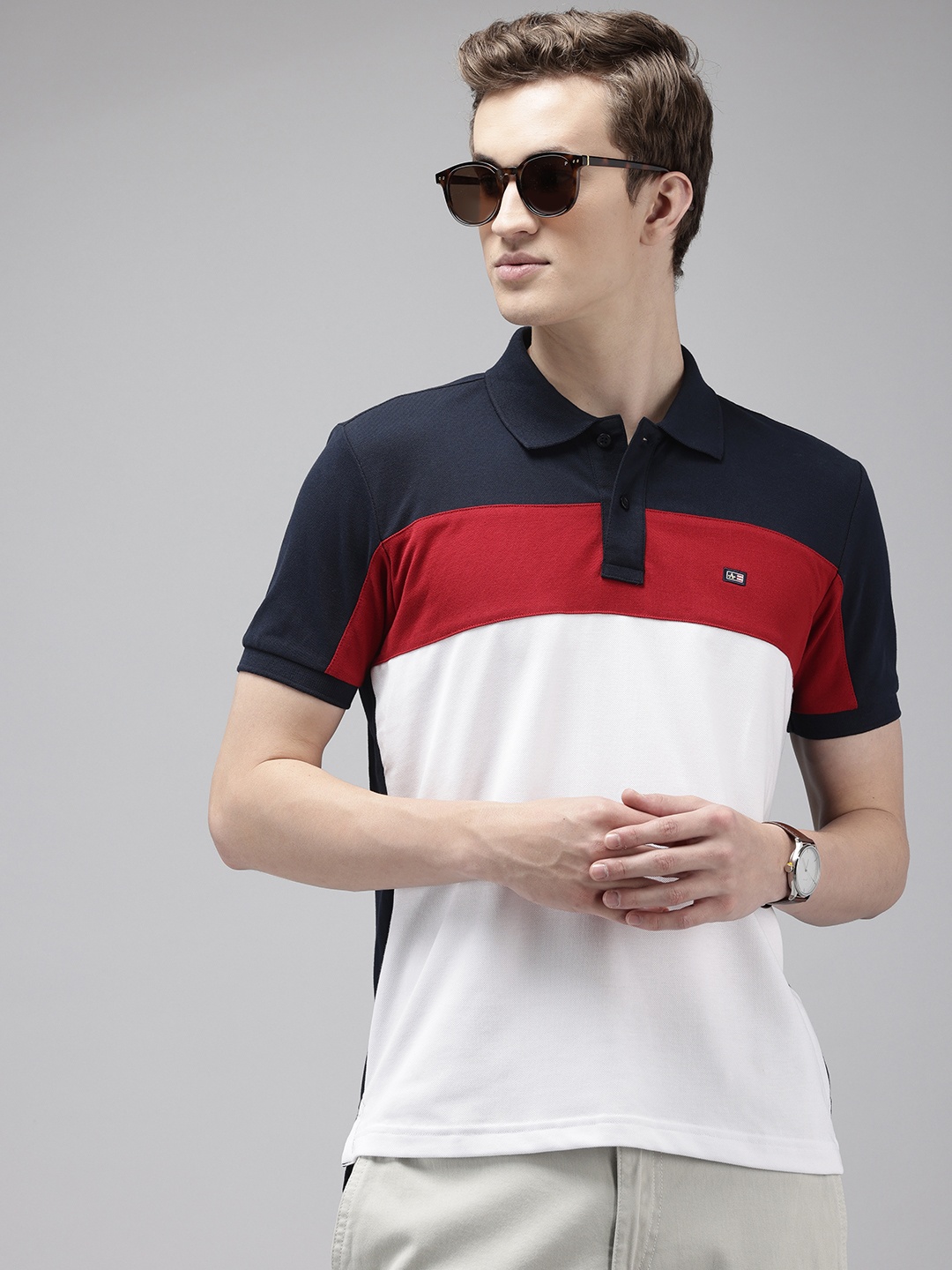 

Arrow Colourblocked Polo Collar T-shirt, Navy blue