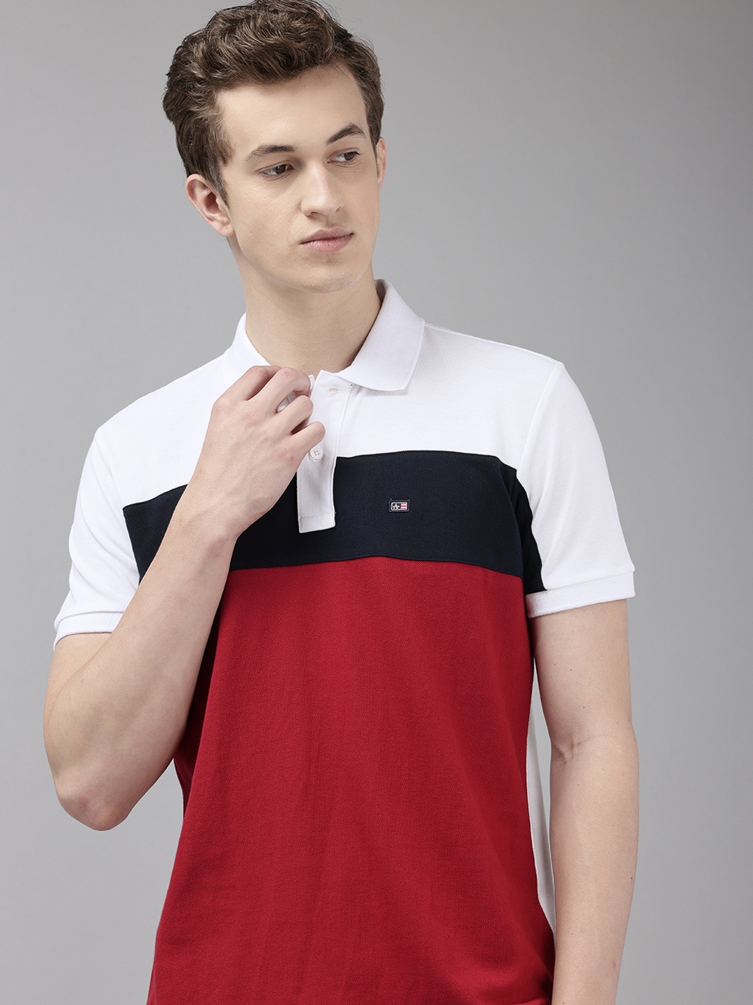 

Arrow Colourblocked Polo Collar T-shirt, Maroon