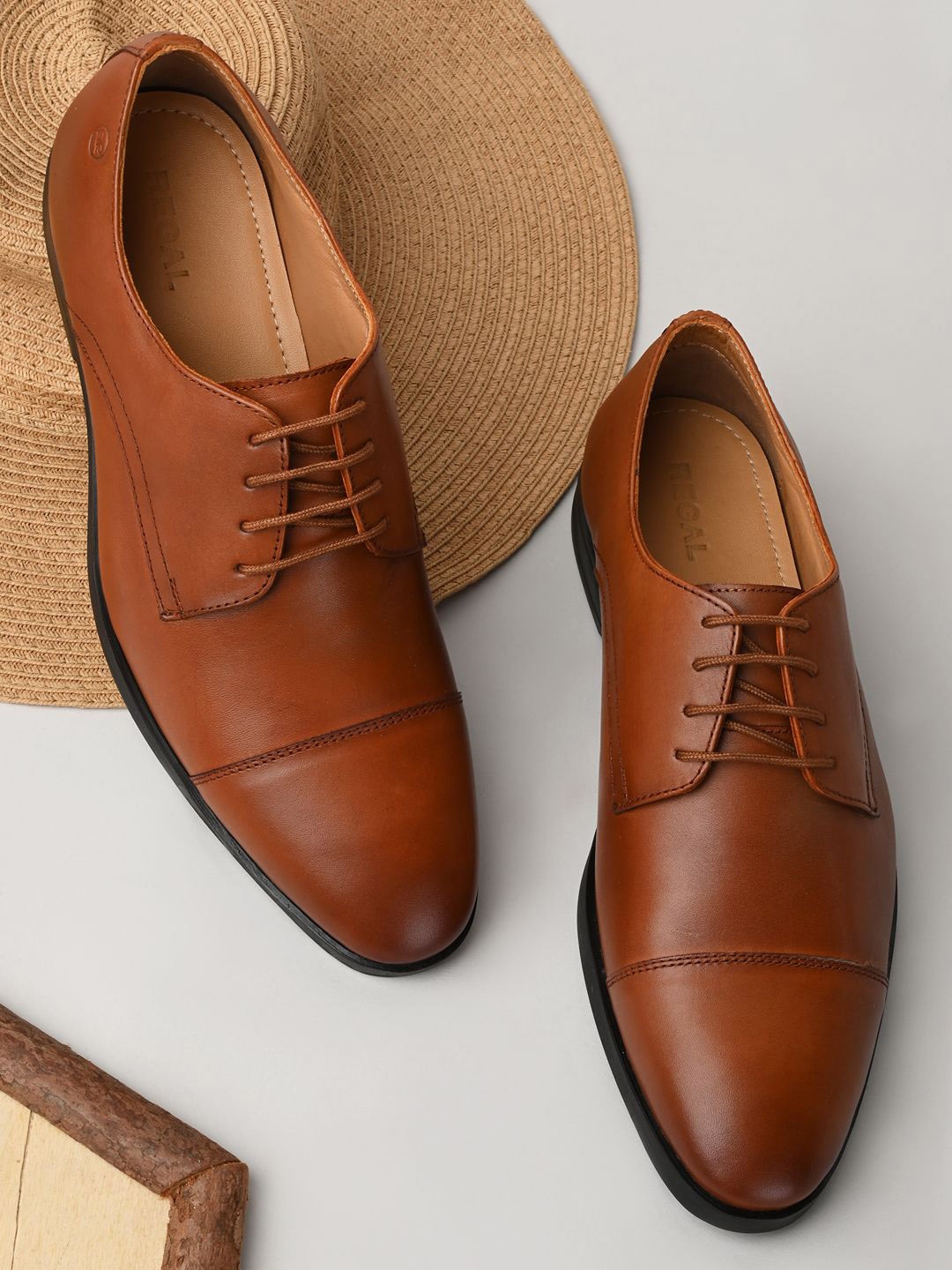 

Regal Men Genuine Leather Lace - Ups Formal Oxfords, Tan