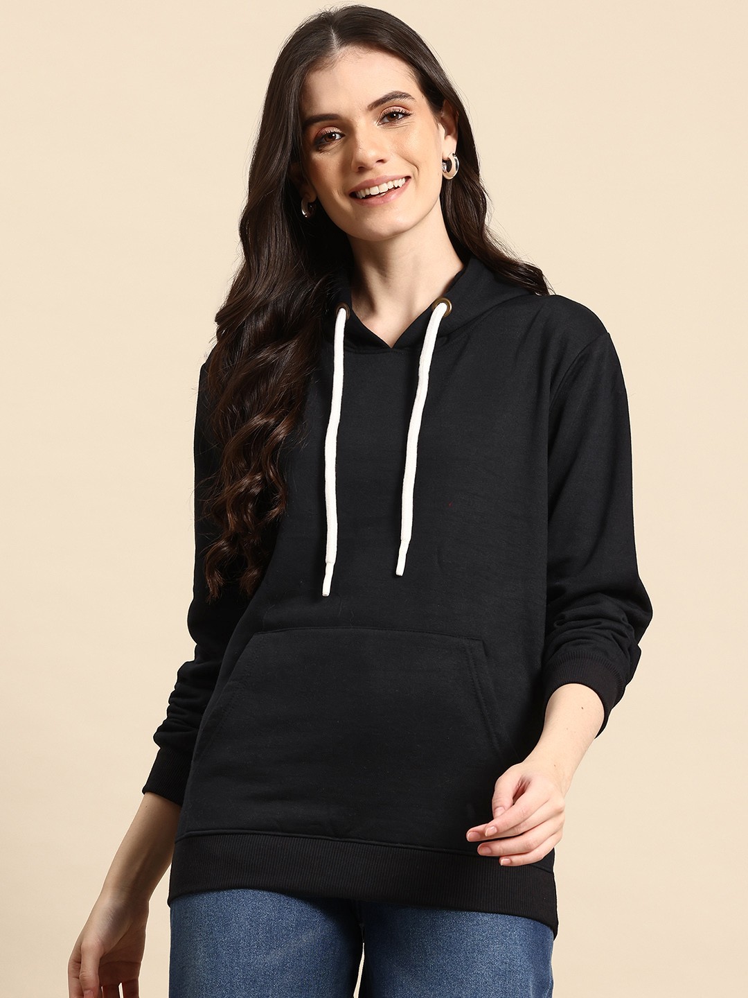 

Mast & Harbour Solid Hooded Sweatshirt, Black