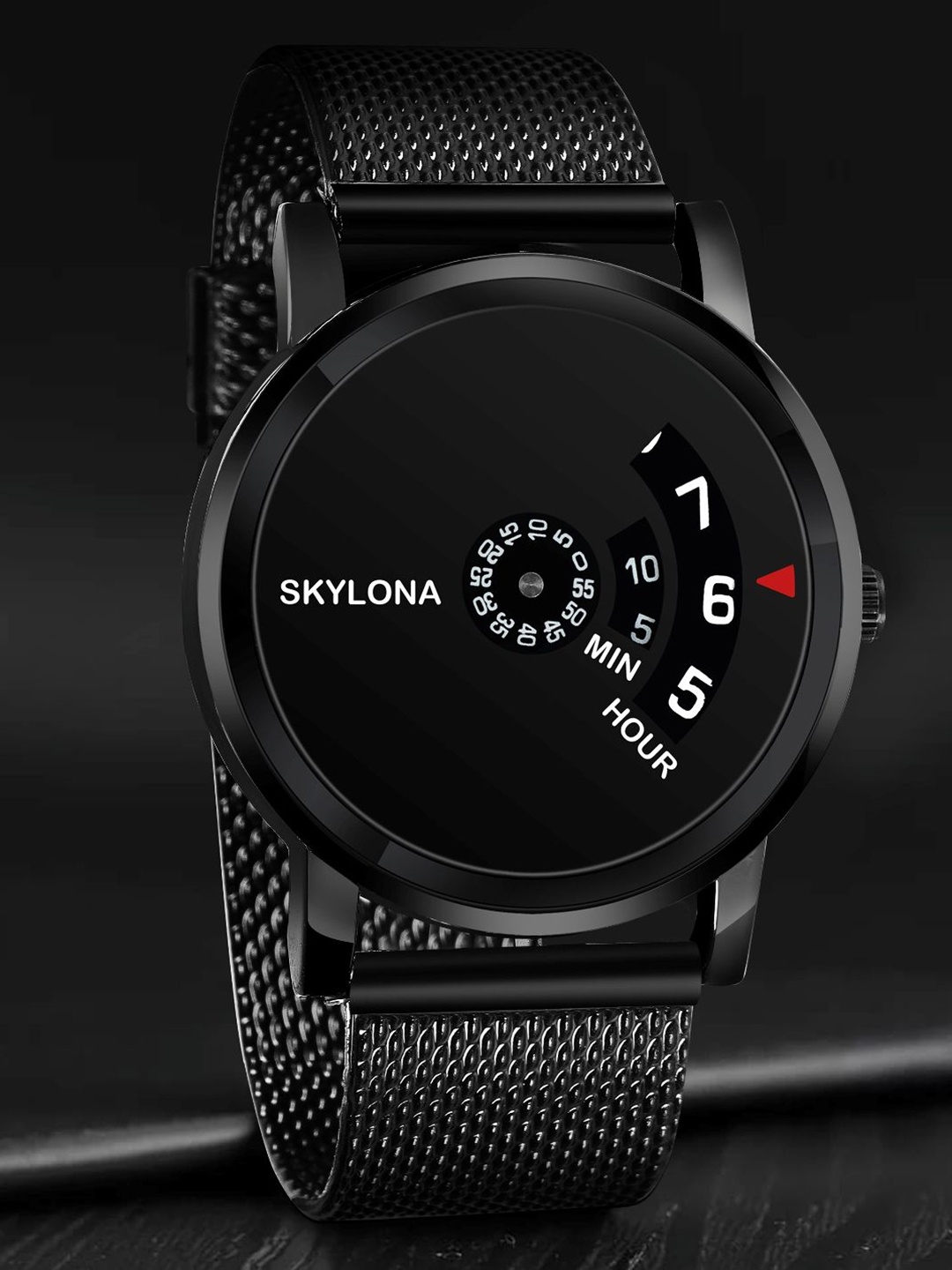 

SKYLONA Men Brass Patterned Dial Reset Time Analogue Watch Skmei Pu, Black