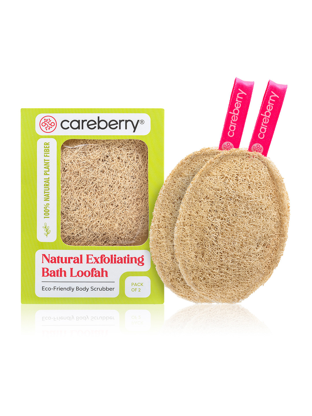 

careberry Set Of 2 Earth Embrace Exfoliating Loofah, Brown