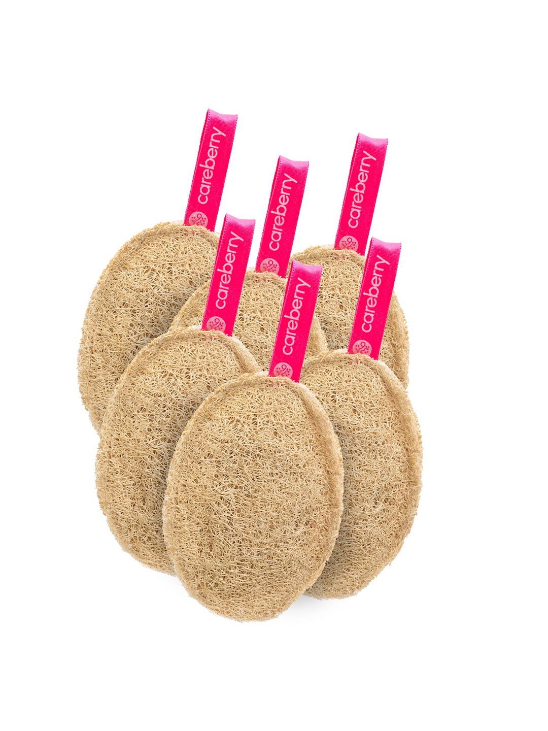 

careberry Set Of 6 Earth Embrace Exfoliating Loofah, Brown