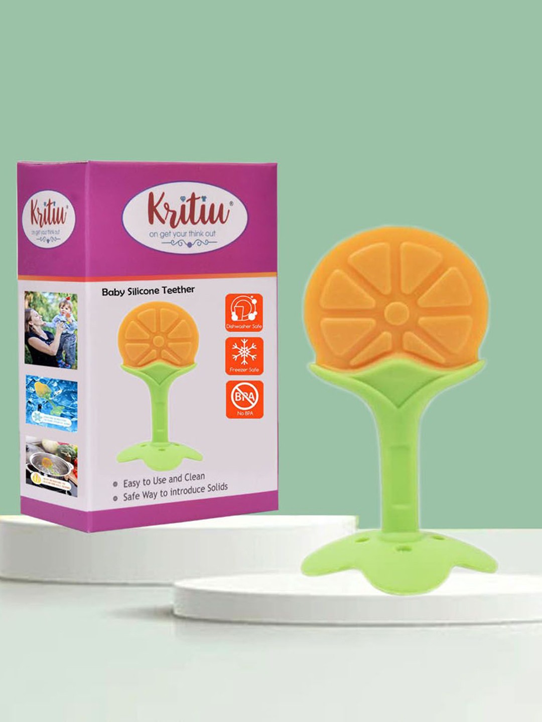 

Kritiu Unisex Kids Fruit Shape Baby Teether, Yellow