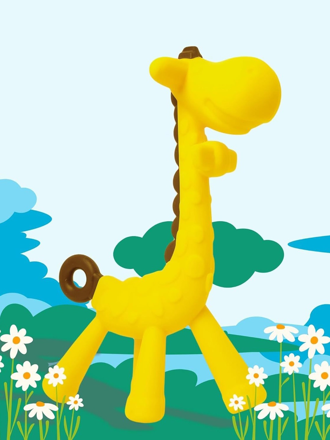 Kritiu Unisex Kids Giraffe Shape Baby Teether, Yellow